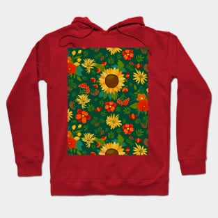 Sunflowers on emerald green Hoodie